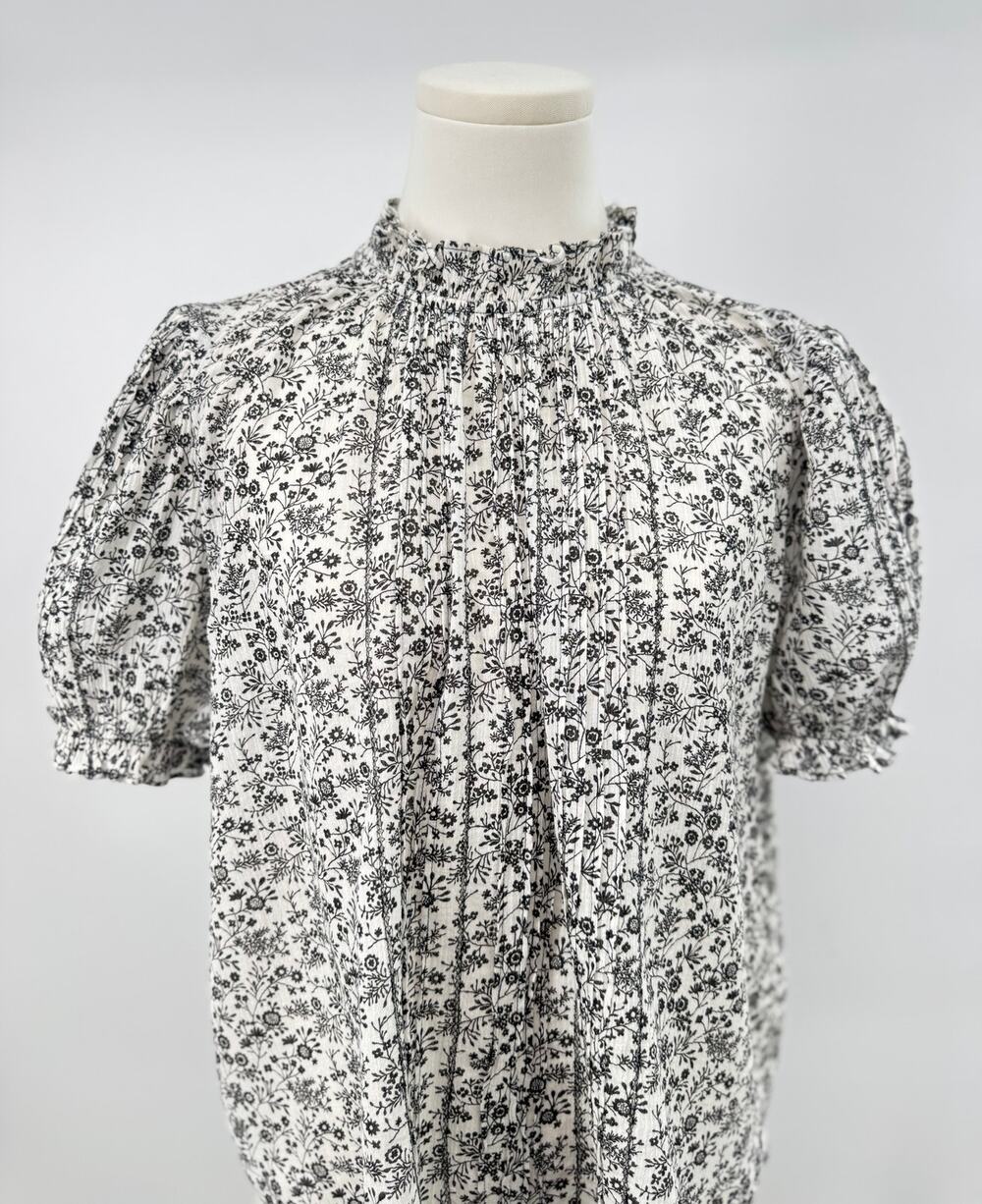 The Great Songbird Top Black White Tie Back Top Bow Cottagecore Blouse S